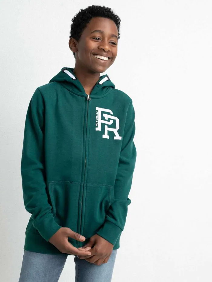Boys Knits and Sweats Petrol Industries Zipped Hoodie Emerald Green