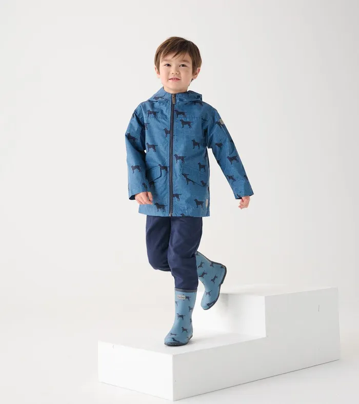 Boys Preppy Dogs ZipUp Lightweight Rain Jacket Hatley