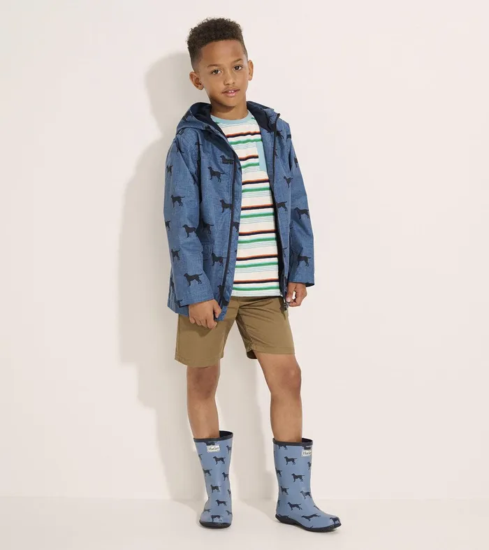 Boys Preppy Dogs ZipUp Lightweight Rain Jacket Hatley