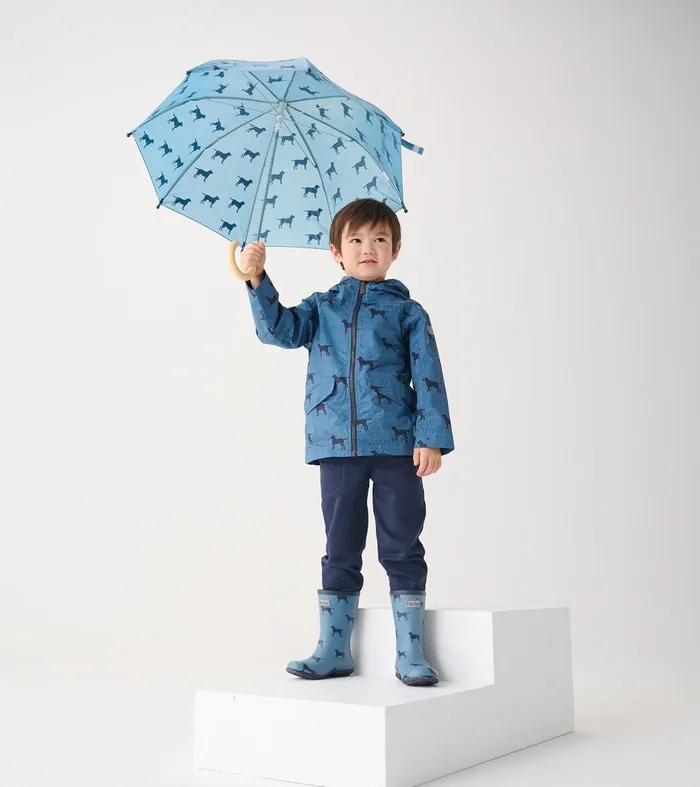 Boys Preppy Dogs ZipUp Lightweight Rain Jacket Hatley