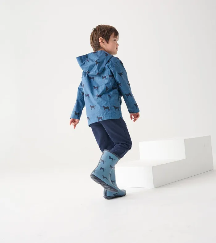 Boys Preppy Dogs ZipUp Lightweight Rain Jacket Hatley