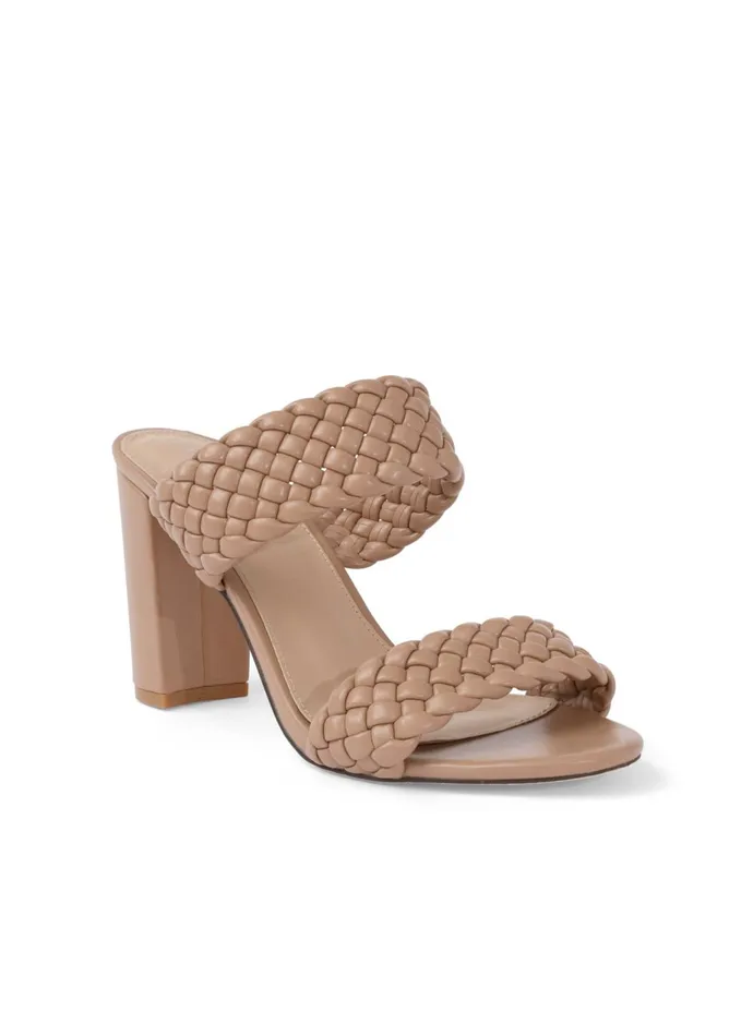 BRAIDED DOUBLE STRAP MULES Taupe Women VENUS Heels