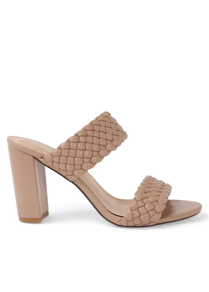 BRAIDED DOUBLE STRAP MULES Taupe Women VENUS Heels