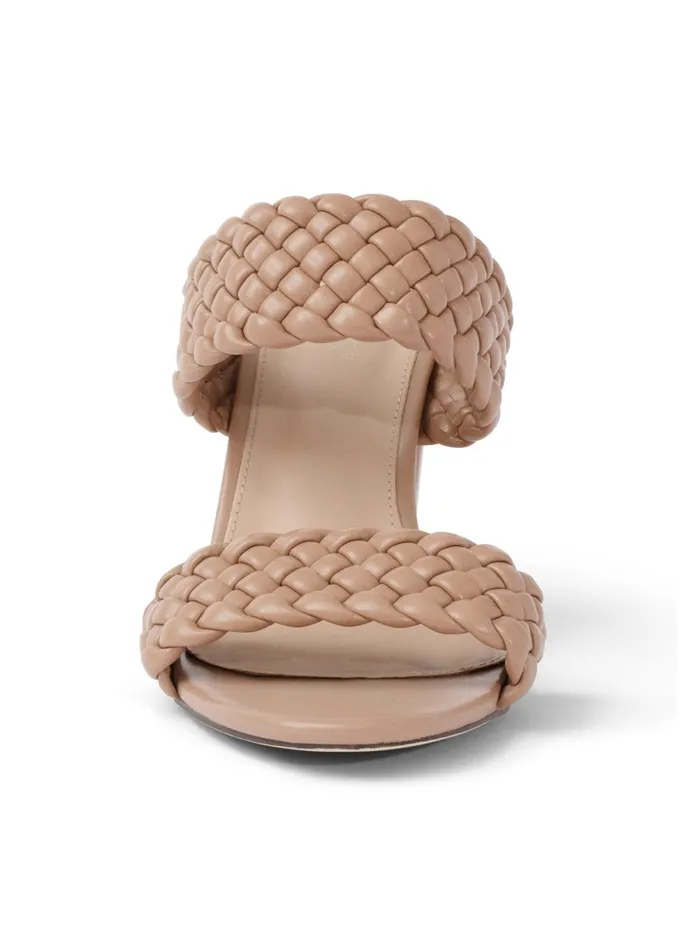 BRAIDED DOUBLE STRAP MULES Taupe Women VENUS Heels