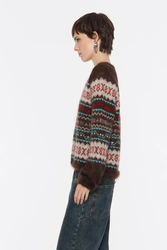 Brown Mohair Sweater Brown Women Bimba Y Lola Knitwear Brown Mohair Sweater Brown Women Bimba Y Lola Knitwear