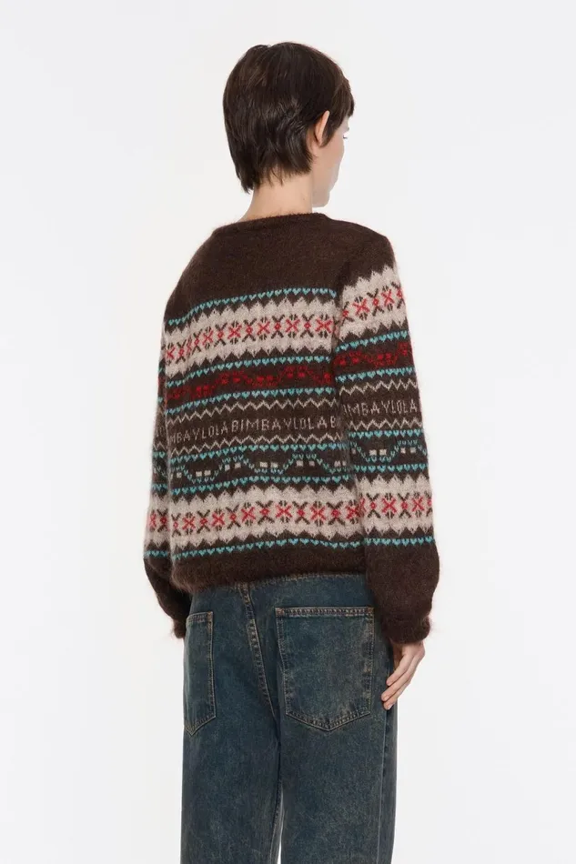 Brown Mohair Sweater Brown Women Bimba Y Lola Knitwear Brown Mohair Sweater Brown Women Bimba Y Lola Knitwear