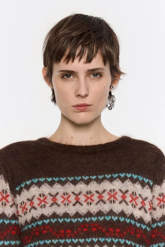 Brown Mohair Sweater Brown Women Bimba Y Lola Knitwear Brown Mohair Sweater Brown Women Bimba Y Lola Knitwear