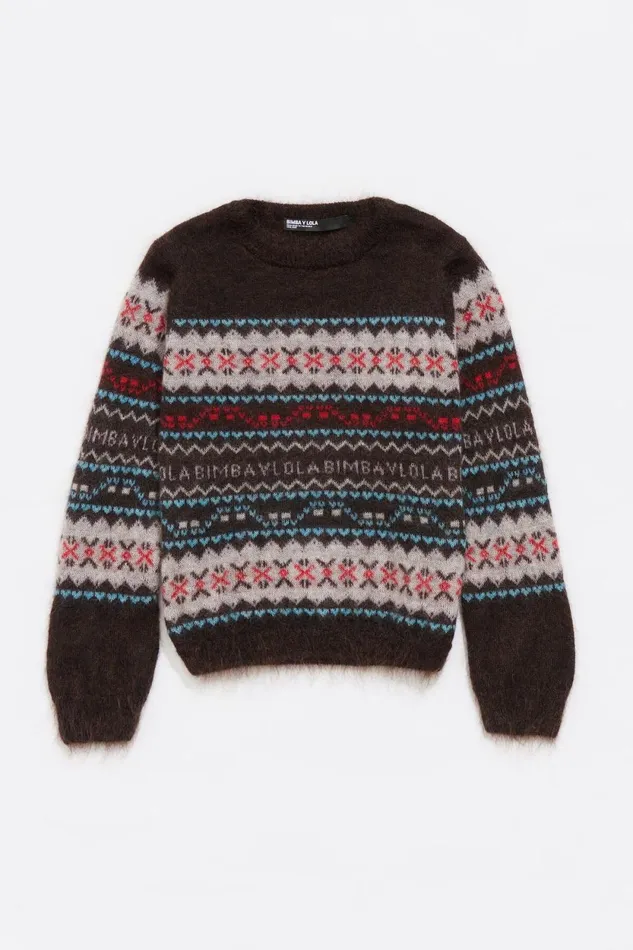 Brown Mohair Sweater Brown Women Bimba Y Lola Knitwear Brown Mohair Sweater Brown Women Bimba Y Lola Knitwear