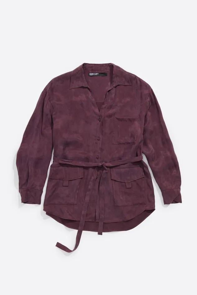Burgundy Fluid Belted Shirt Burgundy Women Bimba Y Lola Shirts