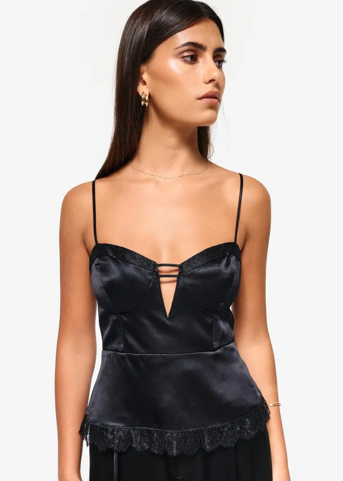 CAMI NYC Camisoles Women Fiorina Bustier Camisole Black