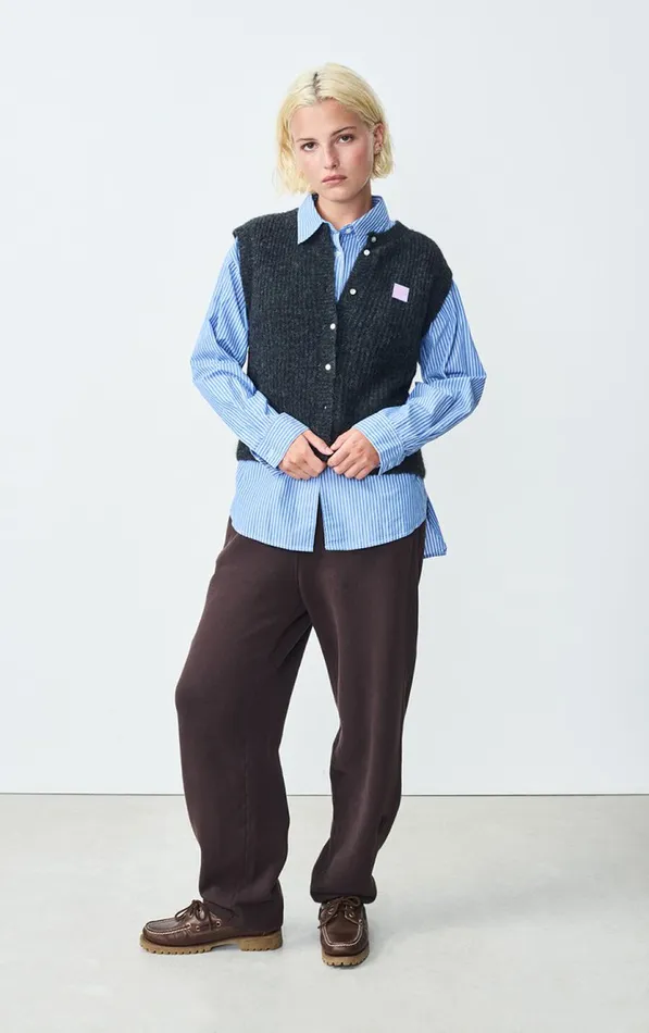 Cardigan East Melange Charcoal Women American Vintage Jumpers and Cardigans