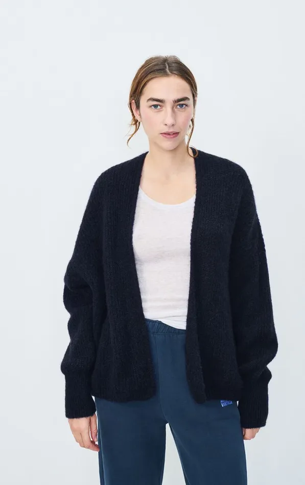 Cardigan East Melange Navy Women American Vintage Jumpers and Cardigans