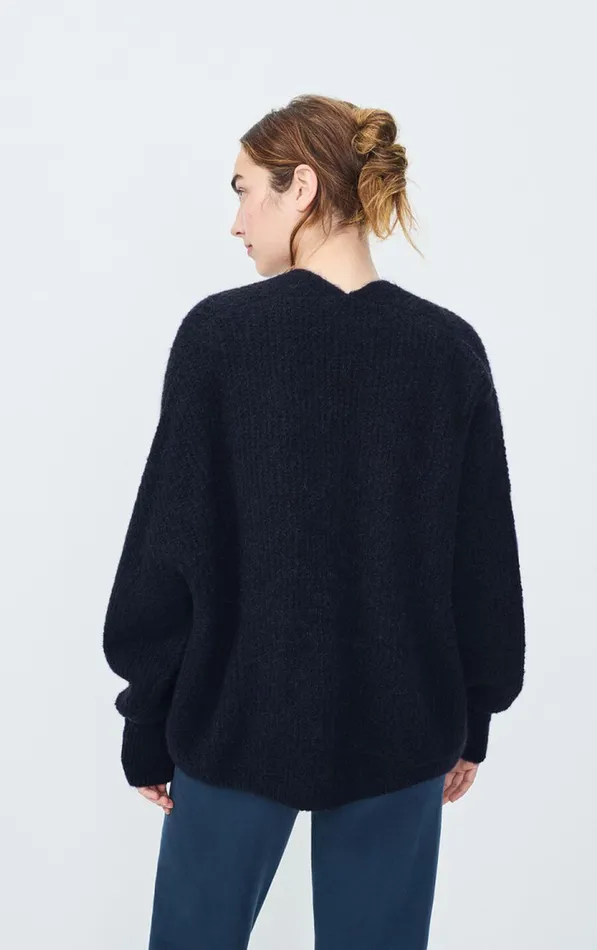 Cardigan East Melange Navy Women American Vintage Jumpers and Cardigans Cardigan East Melange Navy Women American Vintage Jumpers and Cardigans