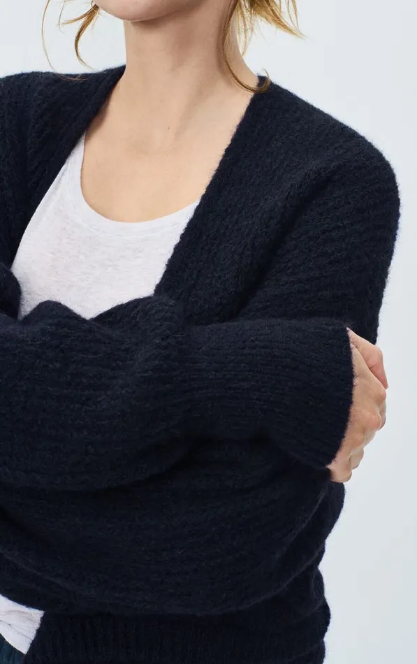 Cardigan East Melange Navy Women American Vintage Jumpers and Cardigans Cardigan East Melange Navy Women American Vintage Jumpers and Cardigans