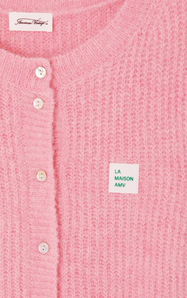 Cardigan East Orchid Melange Women American Vintage Jumpers and Cardigans Cardigan East Orchid Melange Women American Vintage Jumpers and Cardigans