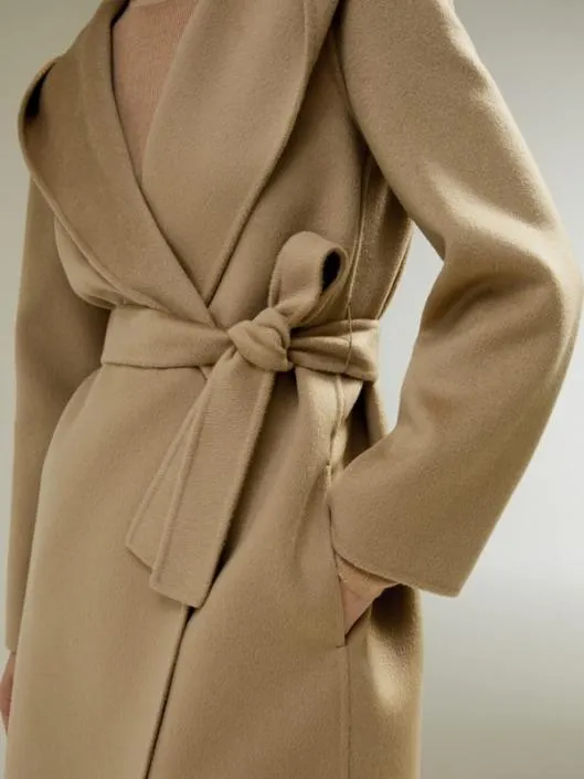 CashmereWoolBlend Belted Short Hooded Coat Women Lilysilk Knitwear