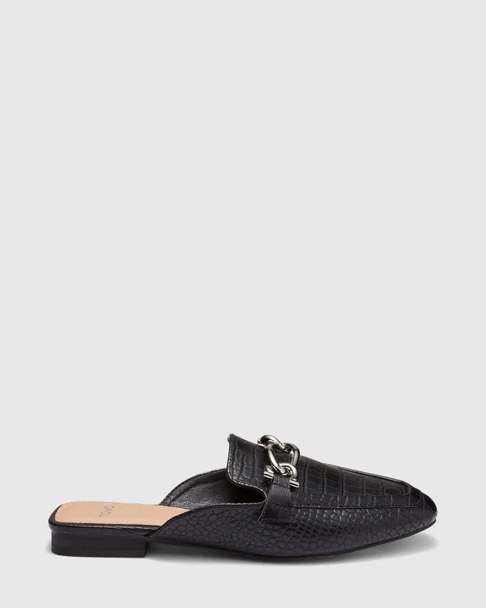 Casuals NOVO Shoes Women CARLETTA Black Croc Ballet Flats