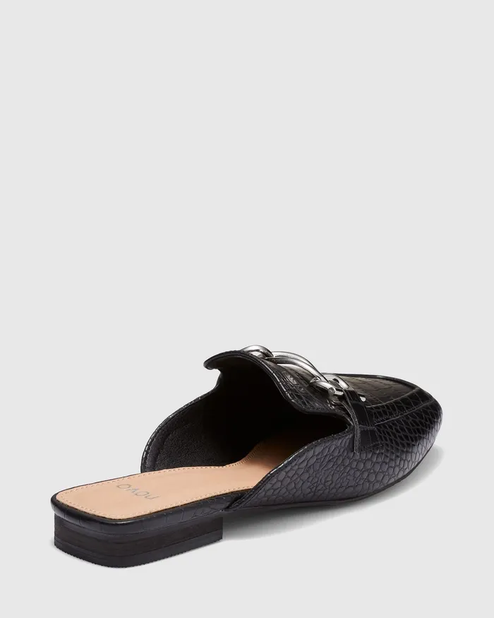 Casuals NOVO Shoes Women CARLETTA Black Croc Ballet Flats