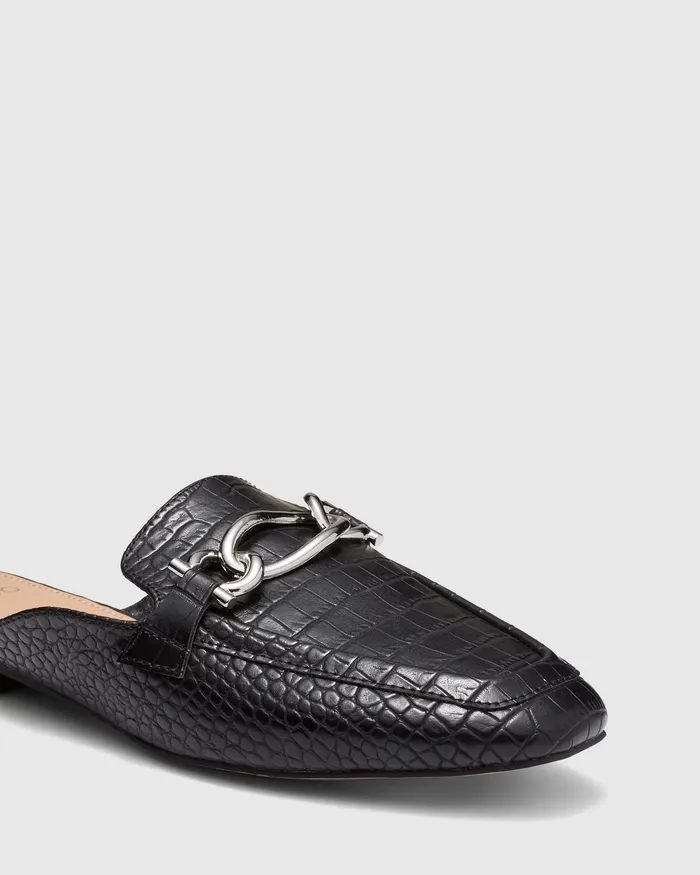 Casuals NOVO Shoes Women CARLETTA Black Croc Ballet Flats