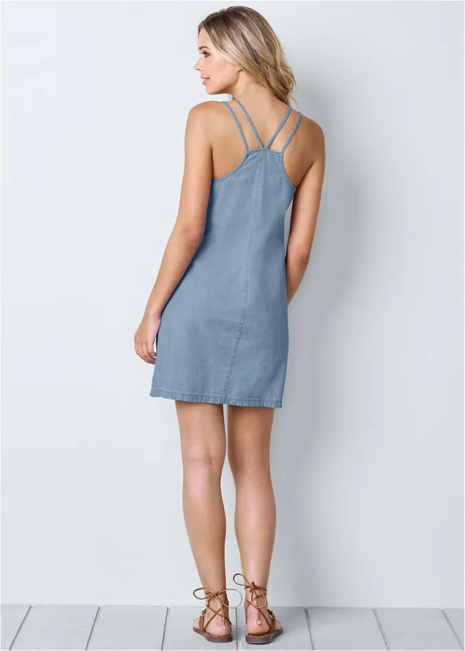 CHAMBRAY MINI DRESS Light Wash Women VENUS Sundresses