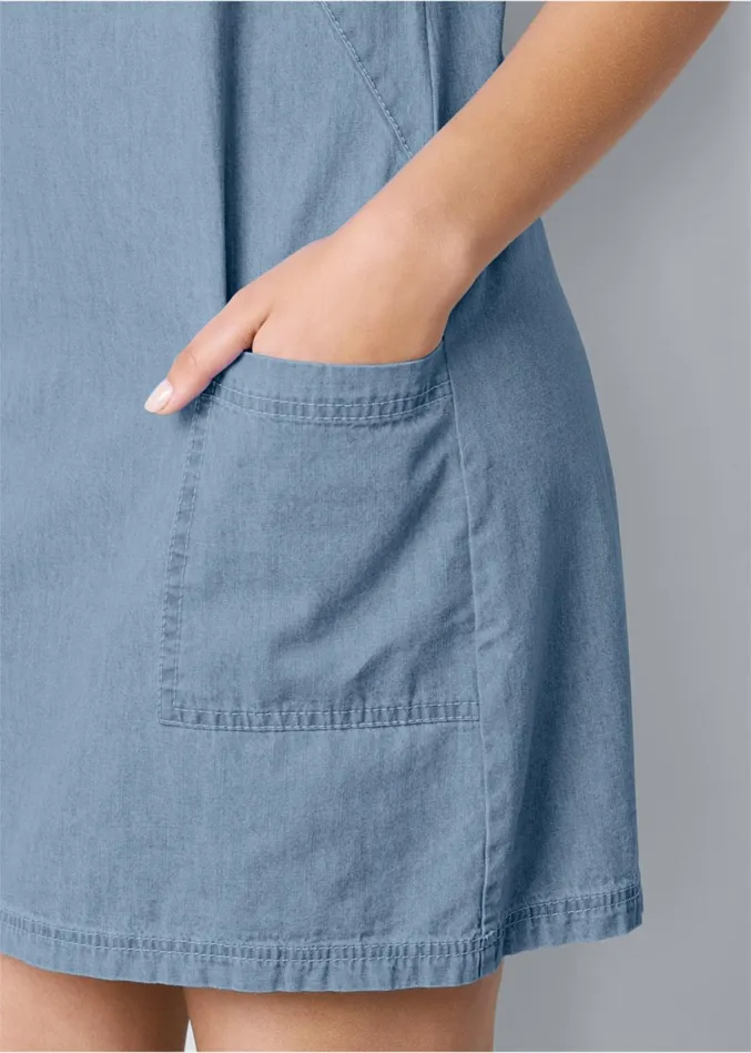 CHAMBRAY MINI DRESS Light Wash Women VENUS Sundresses
