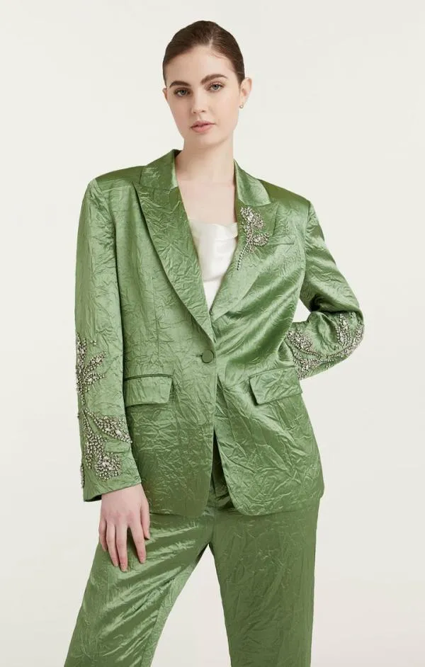 Cinq Sept Crystal Floral Embellished Cheyenne Blazer Bonsai Women Blazers