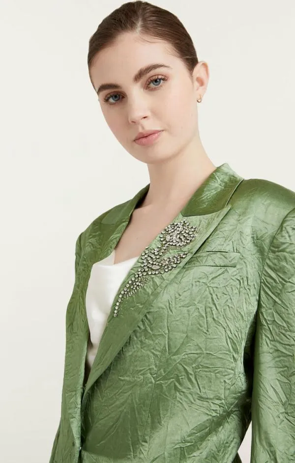 Cinq Sept Crystal Floral Embellished Cheyenne Blazer Bonsai Women Blazers