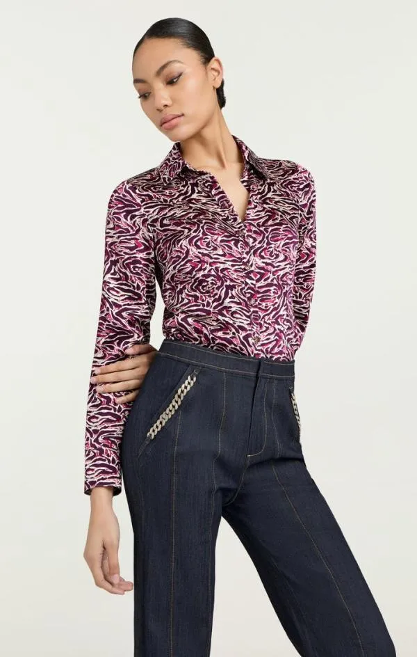 Cinq Sept Petra Top Inkstrokes Dark Plum Multi Women Long Sleeve Tops