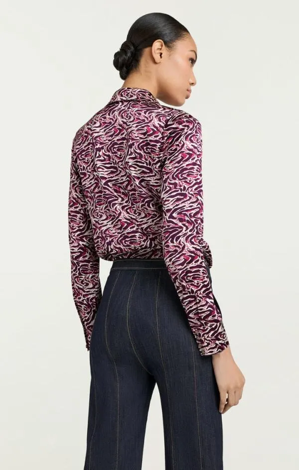 Cinq Sept Petra Top Inkstrokes Dark Plum Multi Women Long Sleeve Tops