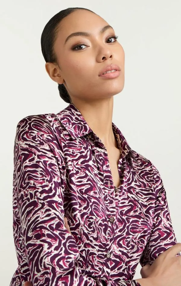 Cinq Sept Petra Top Inkstrokes Dark Plum Multi Women Long Sleeve Tops
