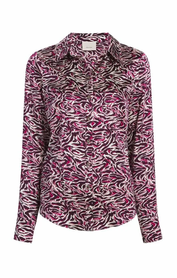 Cinq Sept Petra Top Inkstrokes Dark Plum Multi Women Long Sleeve Tops