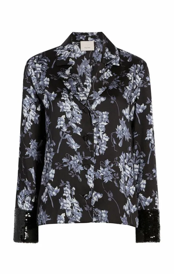 Cinq Sept Phoebe Top Coastal Floral Black Multi Women Long Sleeve Tops