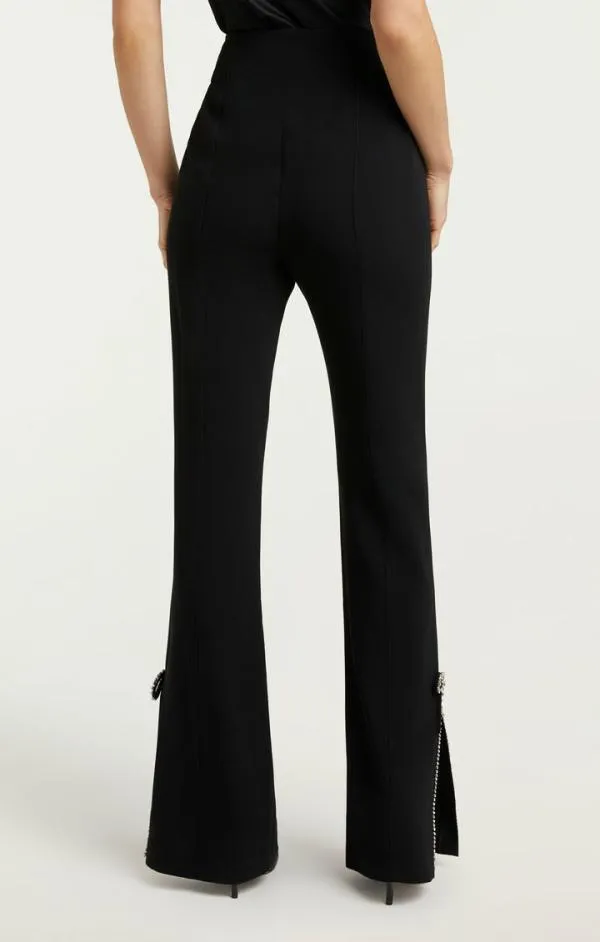 Cinq Sept Rhinestone Bow Kali Pant Black Women Pants
