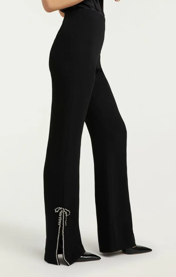 Cinq Sept Rhinestone Bow Kali Pant Black Women Pants