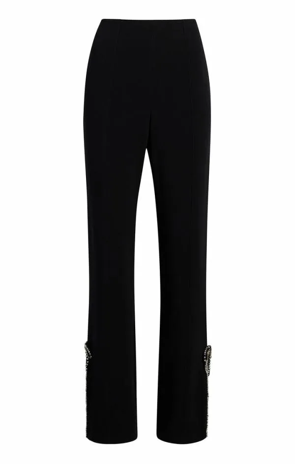 Cinq Sept Rhinestone Bow Kali Pant Black Women Pants