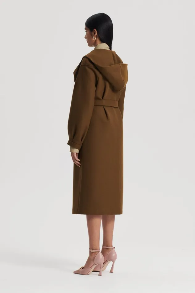 Coats Women Scanlan Theodore HOODED DUFFLE Khaki Coats Women Scanlan Theodore HOODED DUFFLE Khaki