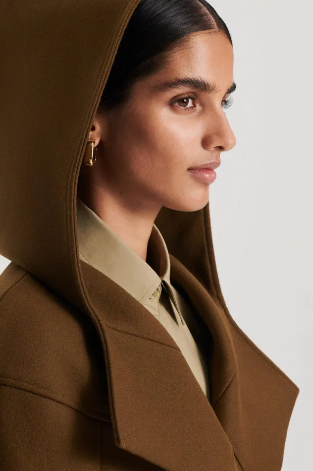 Coats Women Scanlan Theodore HOODED DUFFLE Khaki Coats Women Scanlan Theodore HOODED DUFFLE Khaki