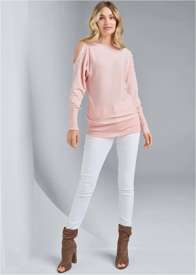 Coldshoulder Sweater Light Pink Women VENUS Sexy Sweaters