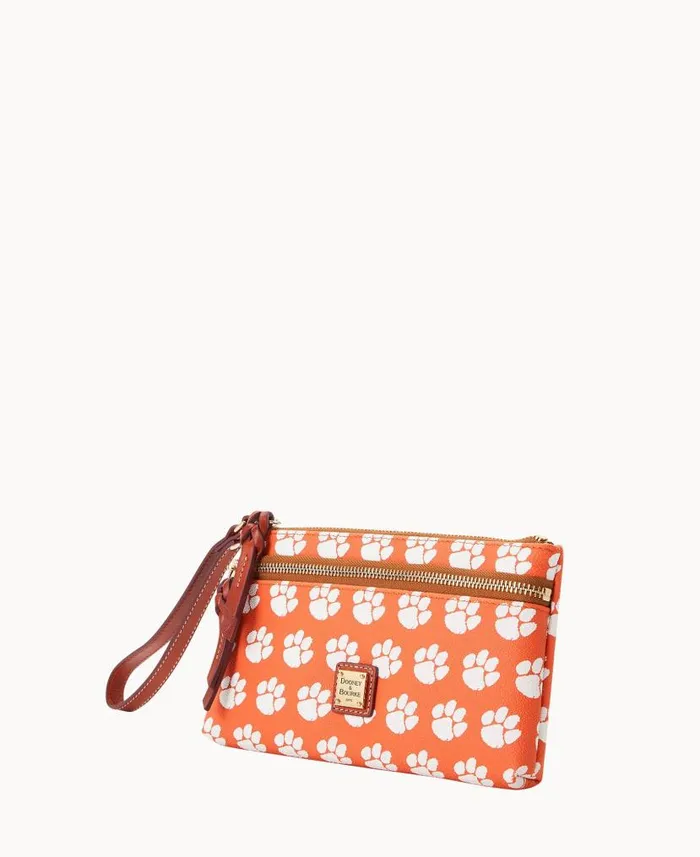 Collegiate Clemson University Double Zip Wristlet Clemson University ManWoman Dooney and Bourke Wallets Collegiate Clemson University Double Zip Wristlet Clemson University ManWoman Dooney and Bourke Wallets