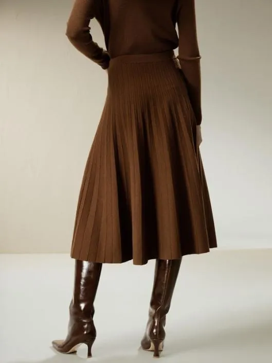 Collegiate Ultrafine Merino Wool Skirt Women Lilysilk Knitwear
