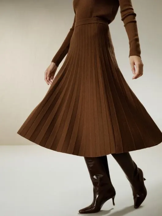 Collegiate Ultrafine Merino Wool Skirt Women Lilysilk Knitwear