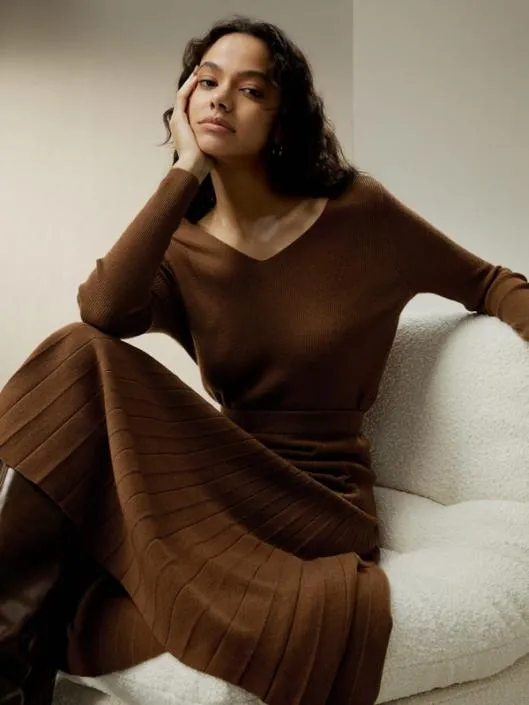 Collegiate Ultrafine Merino Wool Skirt Women Lilysilk Knitwear