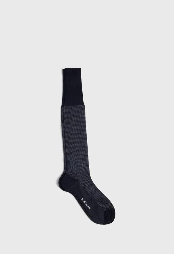 Cotton Houndstooth Sock Sky BlueGrey Socks Paulstuart Mens