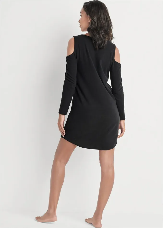 COZY HACCI HENLEY DRESS Black Women VENUS Cozy Loungewear