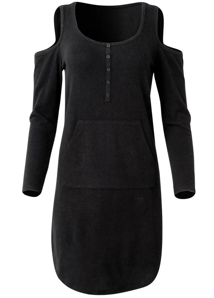 COZY HACCI HENLEY DRESS Black Women VENUS Cozy Loungewear