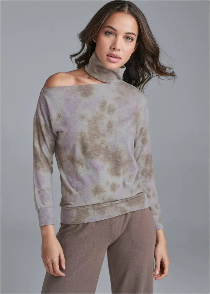 COZY HACCI TURTLENECK TOP Lavender Multi Women VENUS Cozy Loungewear