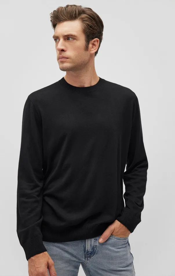 Crew Neck Sweater In Black Men Mavi Jeans Sweaters