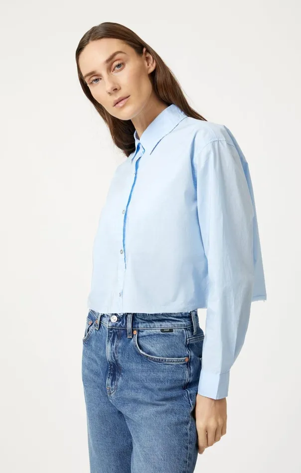 Cropped ButtonUp Shirt In Kentucky Blue Women Mavi Jeans Shirts Cropped ButtonUp Shirt In Kentucky Blue Women Mavi Jeans Shirts