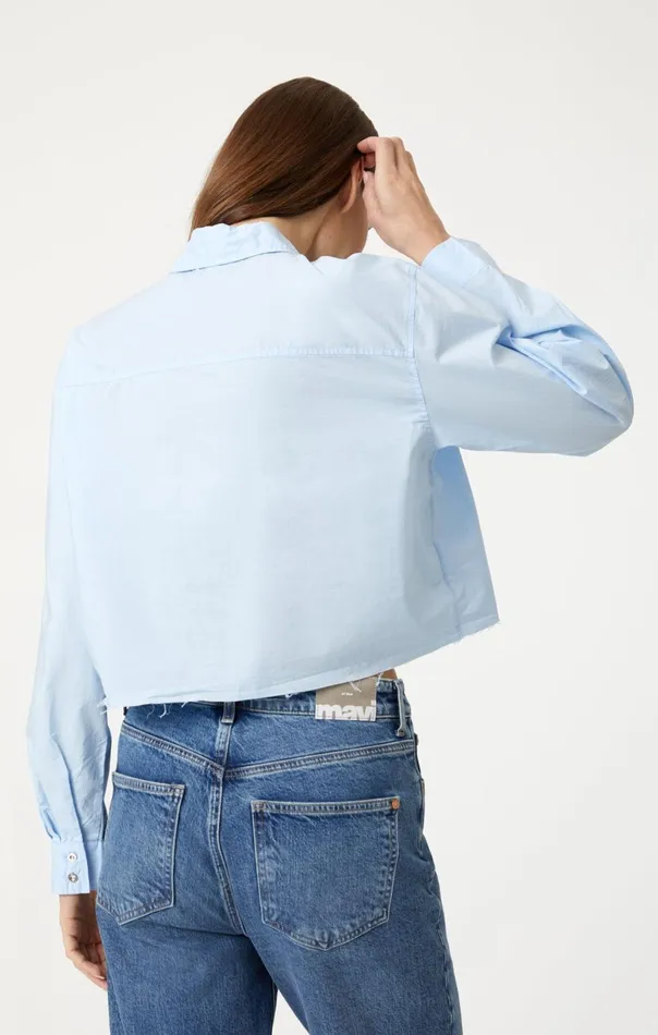 Cropped ButtonUp Shirt In Kentucky Blue Women Mavi Jeans Shirts Cropped ButtonUp Shirt In Kentucky Blue Women Mavi Jeans Shirts
