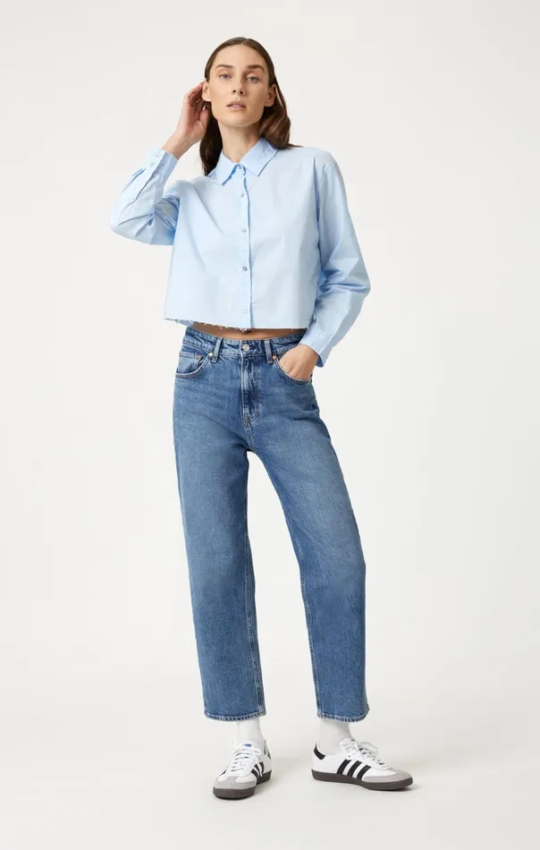 Cropped ButtonUp Shirt In Kentucky Blue Women Mavi Jeans Shirts Cropped ButtonUp Shirt In Kentucky Blue Women Mavi Jeans Shirts